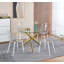Table de salle à manger moderne avec plateau en verre et pieds en métal robustes, conception compacte pour les espaces de vie compacts-1121824728-1121824730