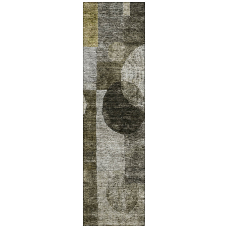 Amara Taupe Washable Indoor-Outdoor Rug - , 2'3" x 7'6"