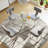 Modern Round Tempered Glass Pedestal Dining Set with Chenille Dininig Chair-623696972-623696975-623696973