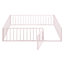 Structure de lit pour grand lit en métal avec clôture et porte, rose-1716665522-1716665523