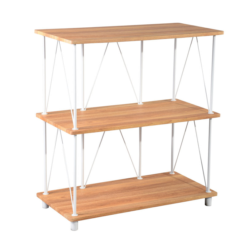 Krok 86.5cm H x 80cm W Metal Etagere Bookcase, Oak