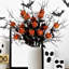 3 tiges d'Halloween artificielles avec citrouilles et feuilles d'érable noires