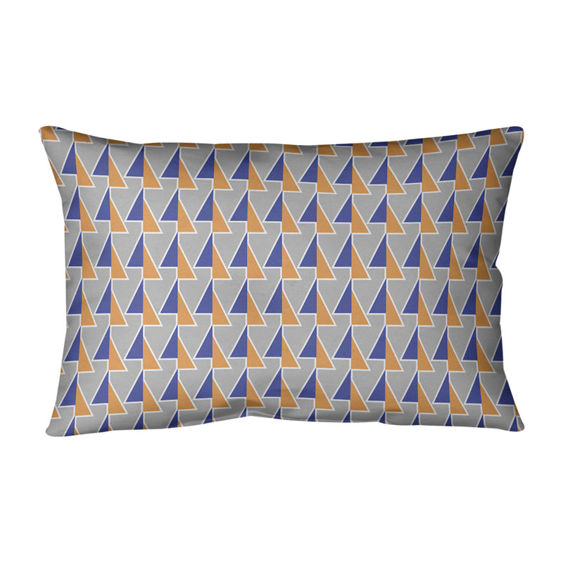Coussin lombaire à motif de flèches changeées, H 14 po x l 20 po, Duvet / Plumes, Bleu/orange