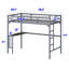 Lit mezzanine simple en métal avec bureau, échelle et garde-corps, bureau sous le lit-1343720045