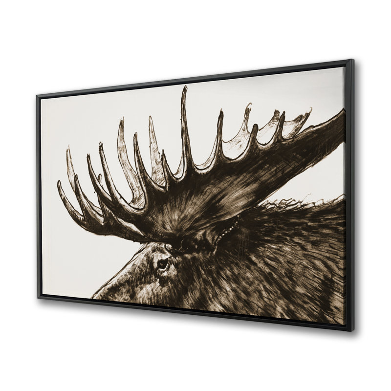 Moose Plume Sepia - Framed Canvas for Home Decor
