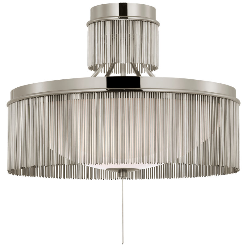 Sutton 32" Flush Mount With White Glass, 7.25" H x 21" W x 21" D, Polished Nickel
