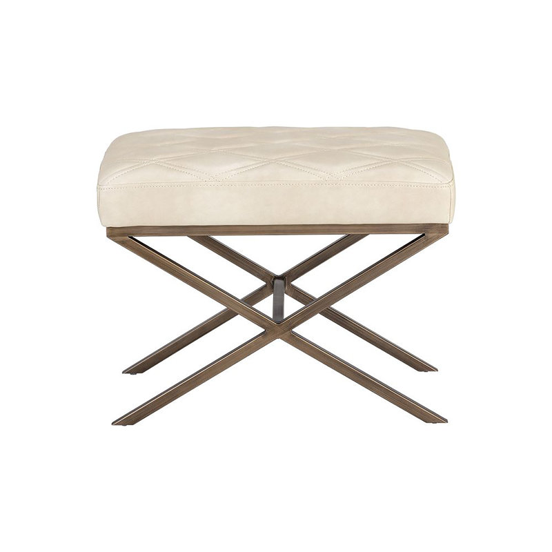 Banc rembourré en similicuir Madera - Crème