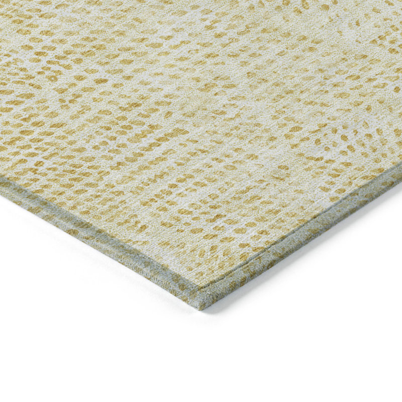 Tapis intérieur / extérieur géométrique lavable 9 pi x 12 pi doré et ivoire