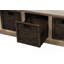 Banc de rangement rustique avec 3 paniers en rotin classiques amovibles et banc de rangement