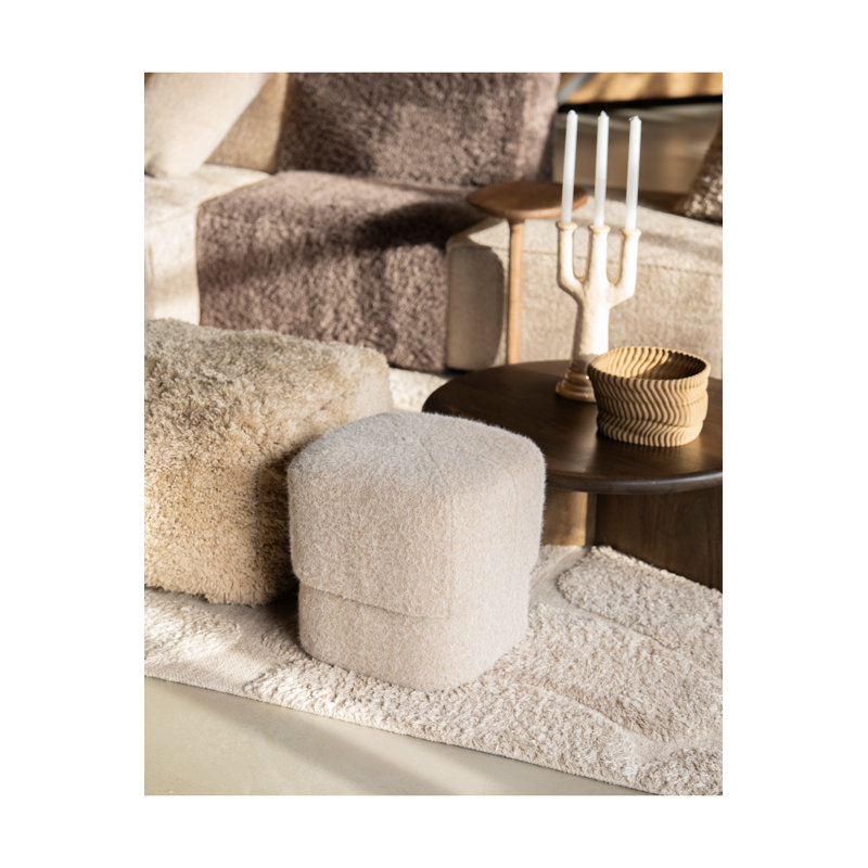Accent Stool Upholstered Accent Stool, Beige