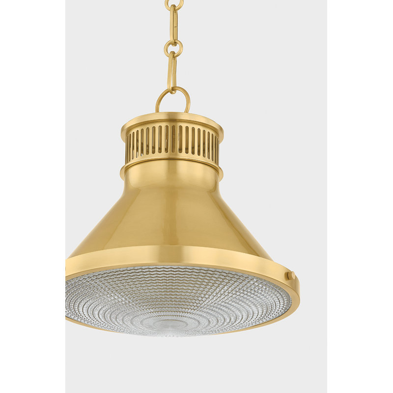 Highclere Pendant in Aged Brass by Mark D. Sikes, 12" H x 12.75" W x 12.75" D, Aged Brass