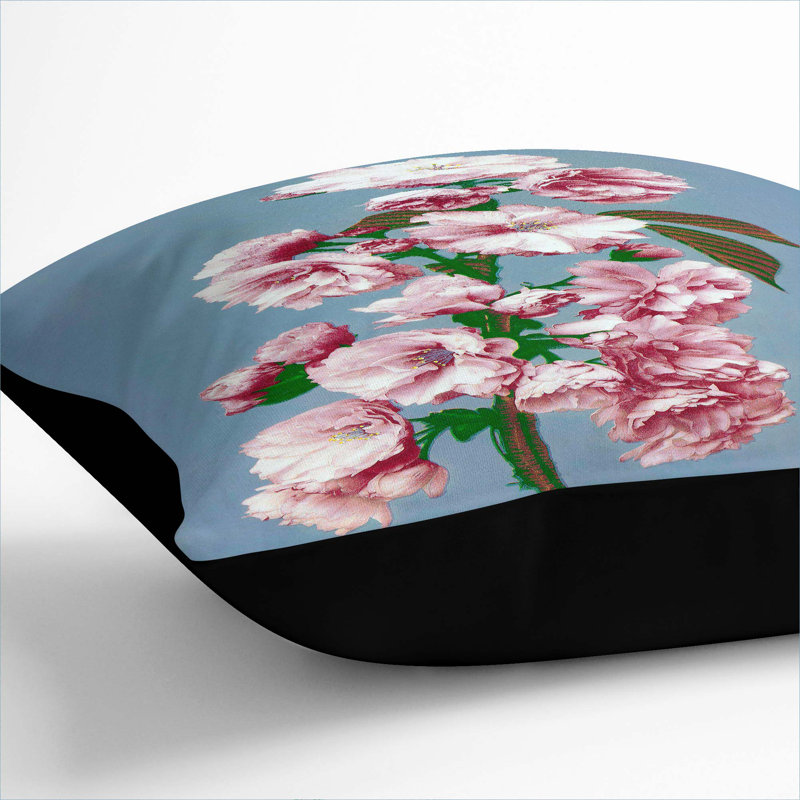Cherry Blossoms by Ogawa Kazumasa Cushion with Filling, 55cm H x 55cm W x 20cm D, Black