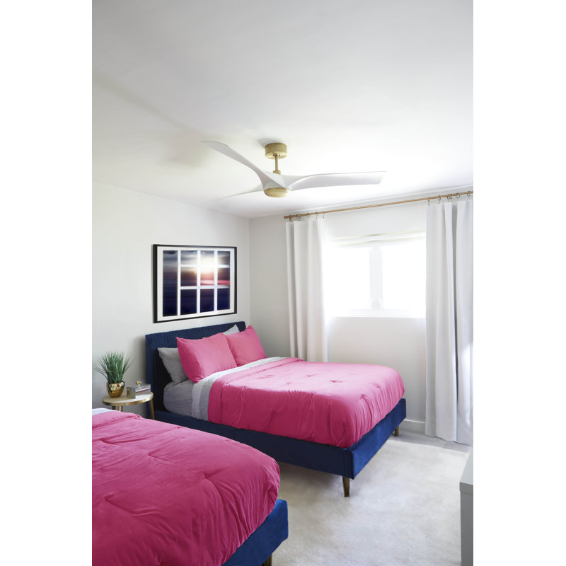 Kever 58'' Ceiling Fan, Aged Brass/White
