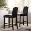 Ensemble de 2 tabourets de bar rembourrés à hauteur de comptoir de 26,25 po avec garniture cloutée, brun et noyer, polyuréthane