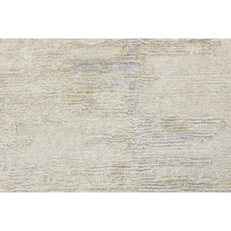 Hand Knotted Abstract Area Rug in Tan, Rectangle 10' x 14'