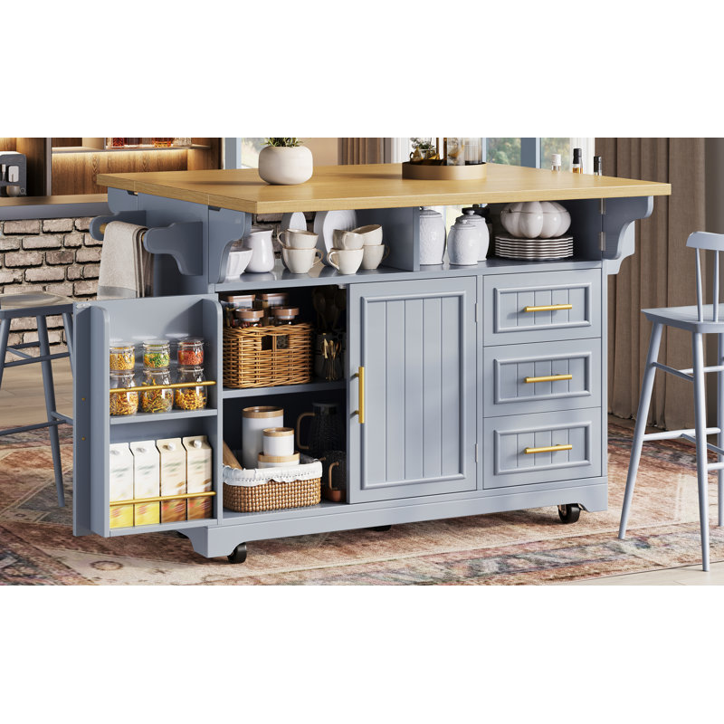 143 cm W Kitchen Island, Blue