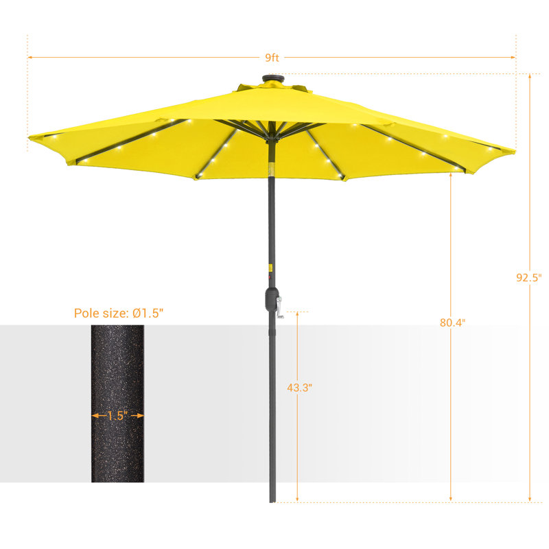Parasol de marché éclairé 108 po Dorelli, Jaune