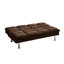 Canapé-lit de futon de style contemporain en microfibre converti en lit avec support supplémentaire pour pieds chromés