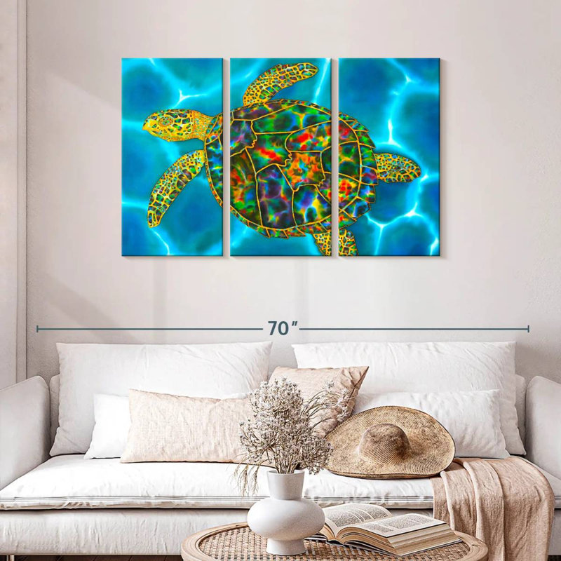 Brampt Rainbow Opal Sea Turtle, 28" H x 45" W