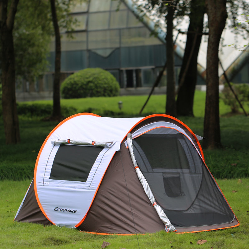 EchoSmile Gray and White 2-Person Pop-Up Camping Tent
