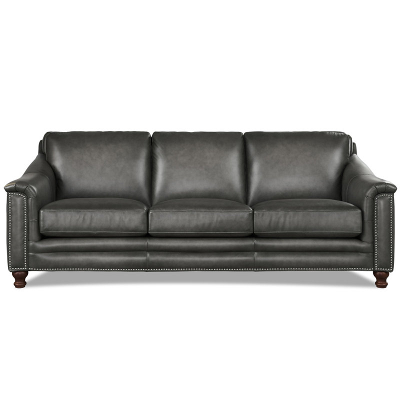 Belfast 91.5'' Leather Sofa, Ash Gray Genuine Leather