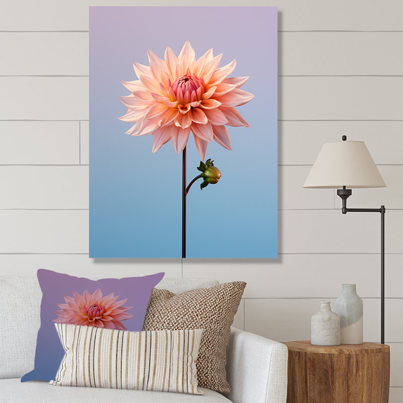 Fleurs éternelles de dahlia rose - imprimé, Toile tendue, 32" H x 24" W