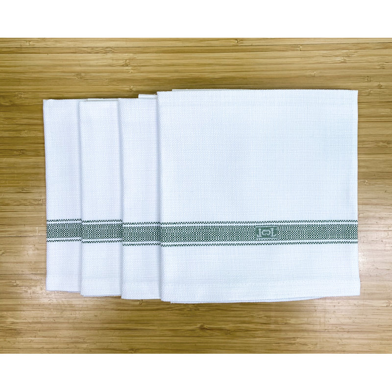 Cotton Striped Square Napkin, Oregano Green