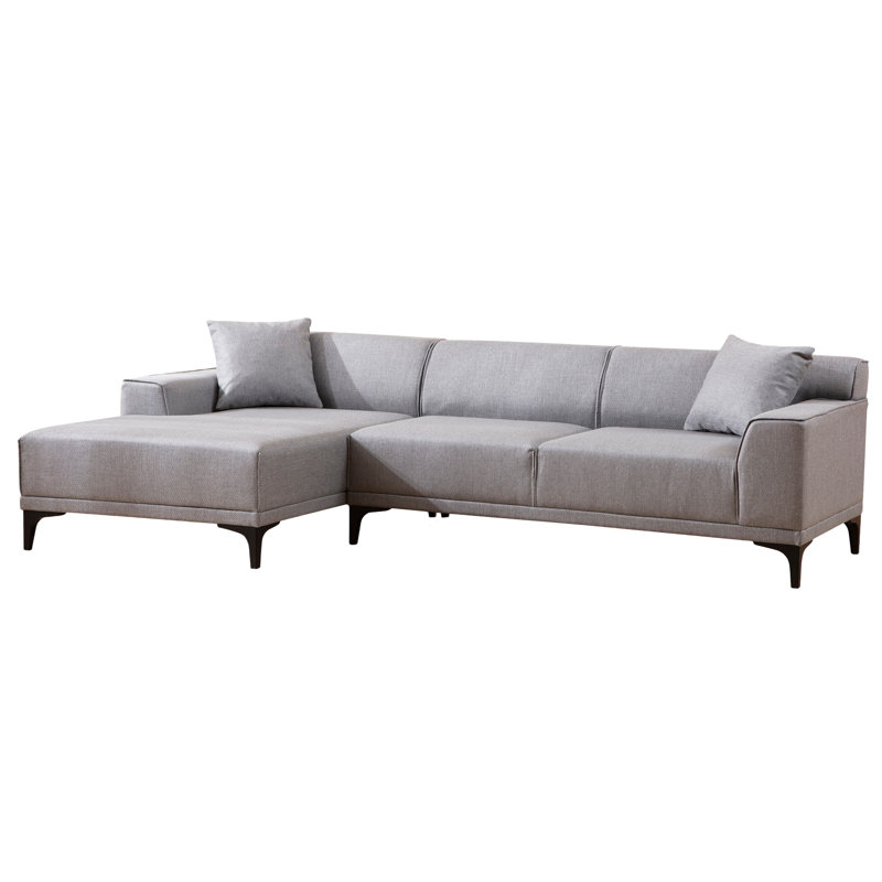 Yoshida Upholstered L-Shaped Sectional Left Hand Facing, Light Grey
