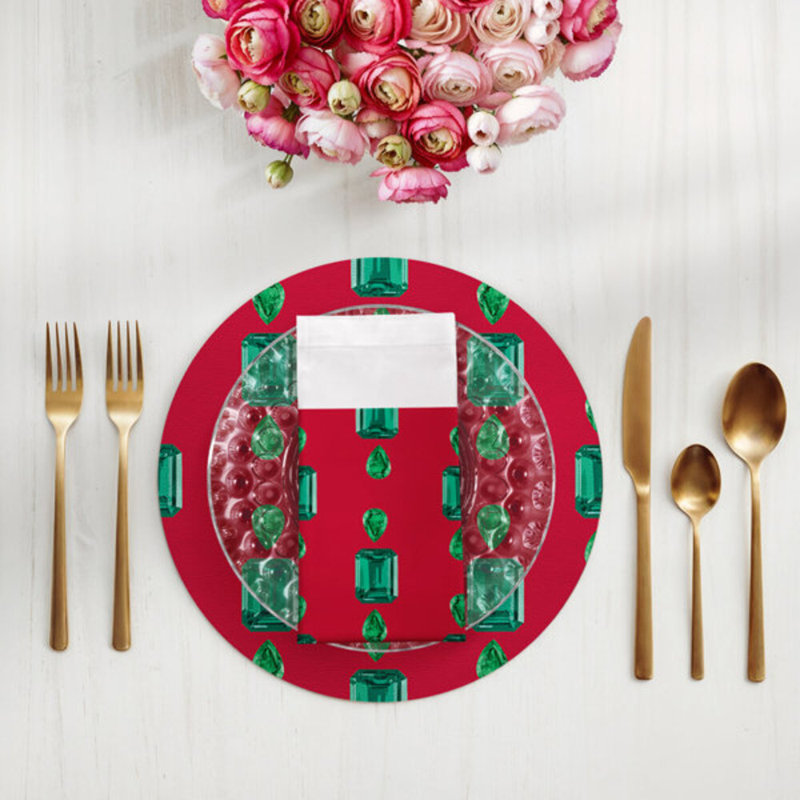 Gem Cotton Blend Square Napkins, Red