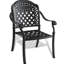 Patio en fonte d'aluminium 3, cadre noir, coussins de couleur aléatoire pour la piscine, chaises empilables, table d'extérieur ronde avec parasol 3 meubles, noir, moment agréable,