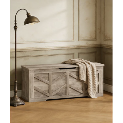 Extra Large Storage Bench Chest With Safety Hinges And Partition, 330 Lb Weight Capacity, Multifunctional Wooden Storage Trunk For Living Room, Bedroom, And Entryway Organization