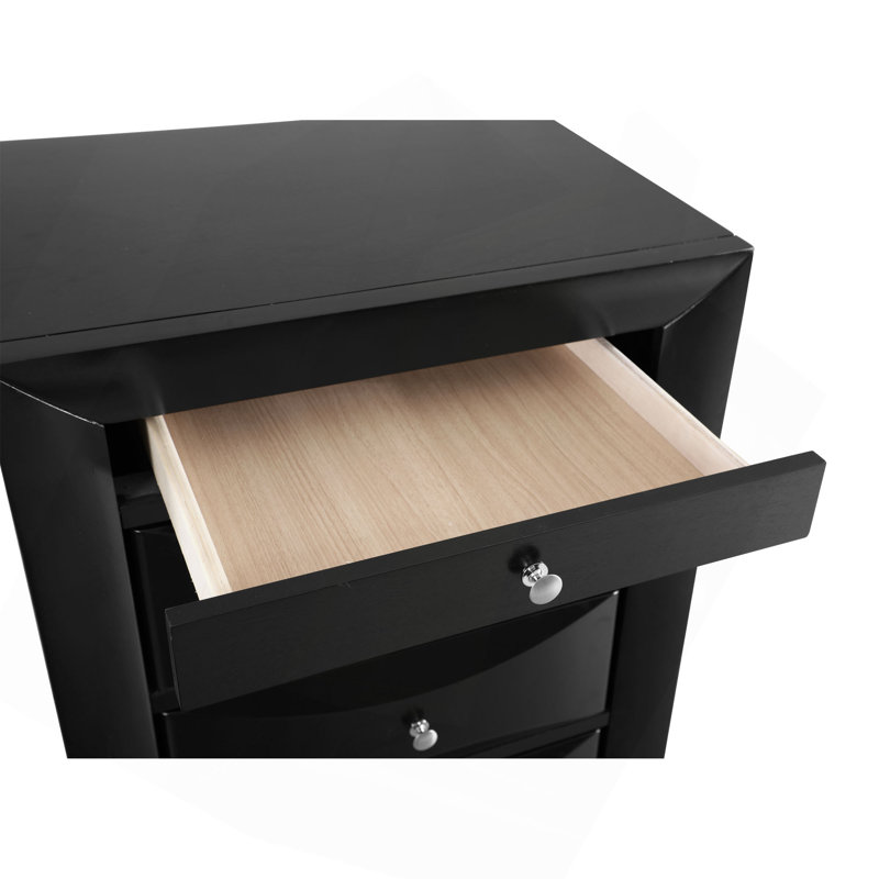 Vertical Chest With Curved Drawer Design, 58" H x 23" W x 17" D, Black