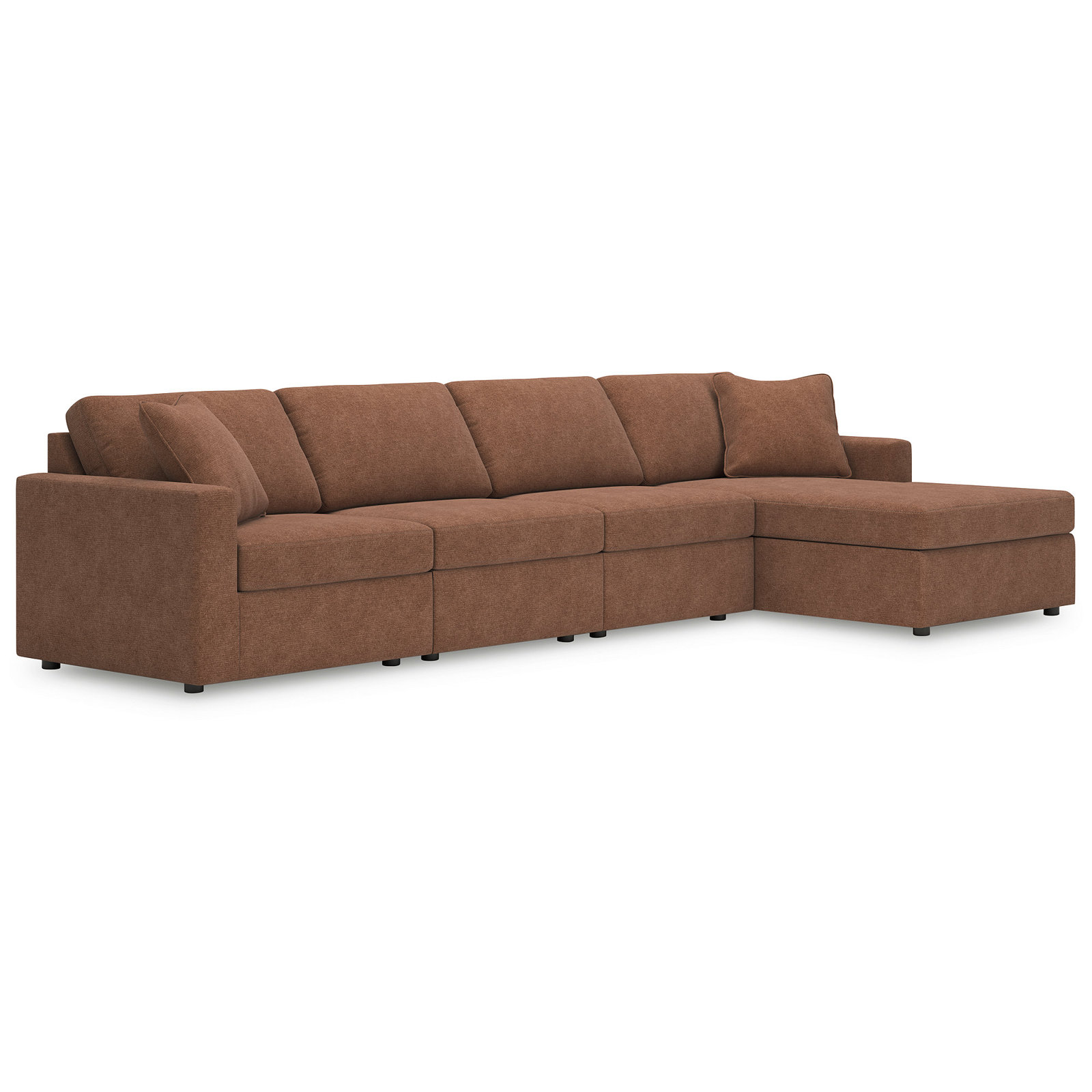 Bulwell Sectional With Chaise, 36" H x 140" W x 68"D, Right Hand Facing, Brown Polyester