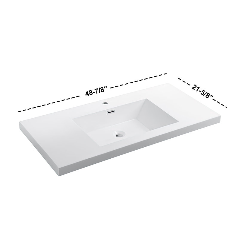 Dowell 49" Rectangular Drop-In Single Vanity Tops with Overflow