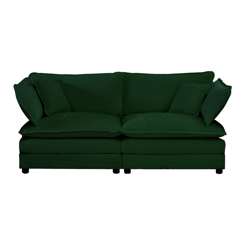 Canapé 2 places en tissu chenille sans accoudoirs, Vert