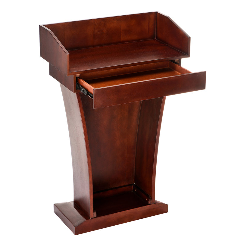 Wood Podium Lectern Speaker Stand with Drawer, Cherry