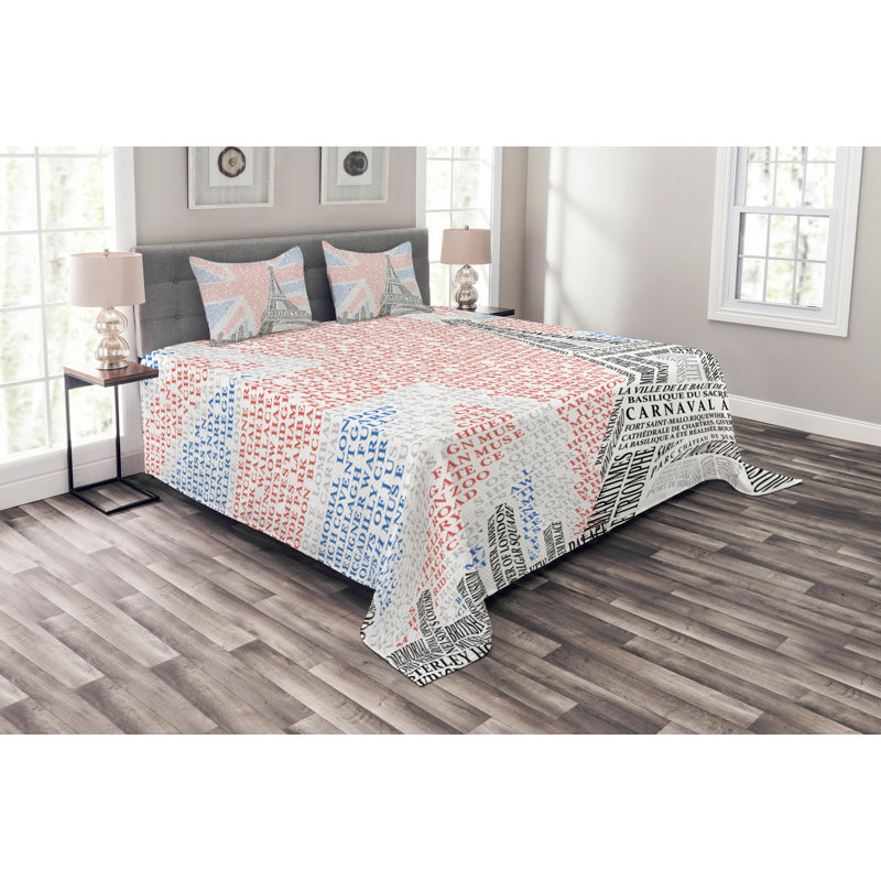 No Pattern Bedspread with Pillow Shams Included, 220 x 264 cm