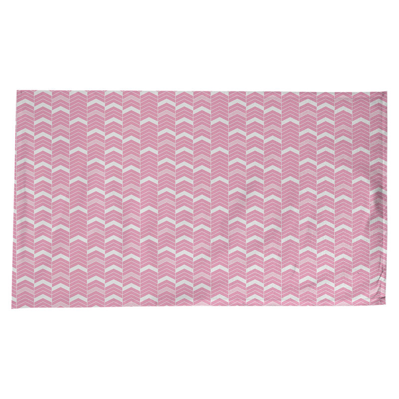 Stephenie Lined Chevrons Tablecloth, Pink/Peach/White