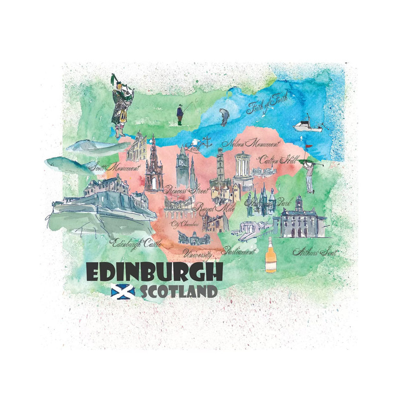 Edinburgh, Scotland Travel Poster by Markus & Martina Bleichner - Wrapped Canvas Gallery-Wrapped Canvas Giclée