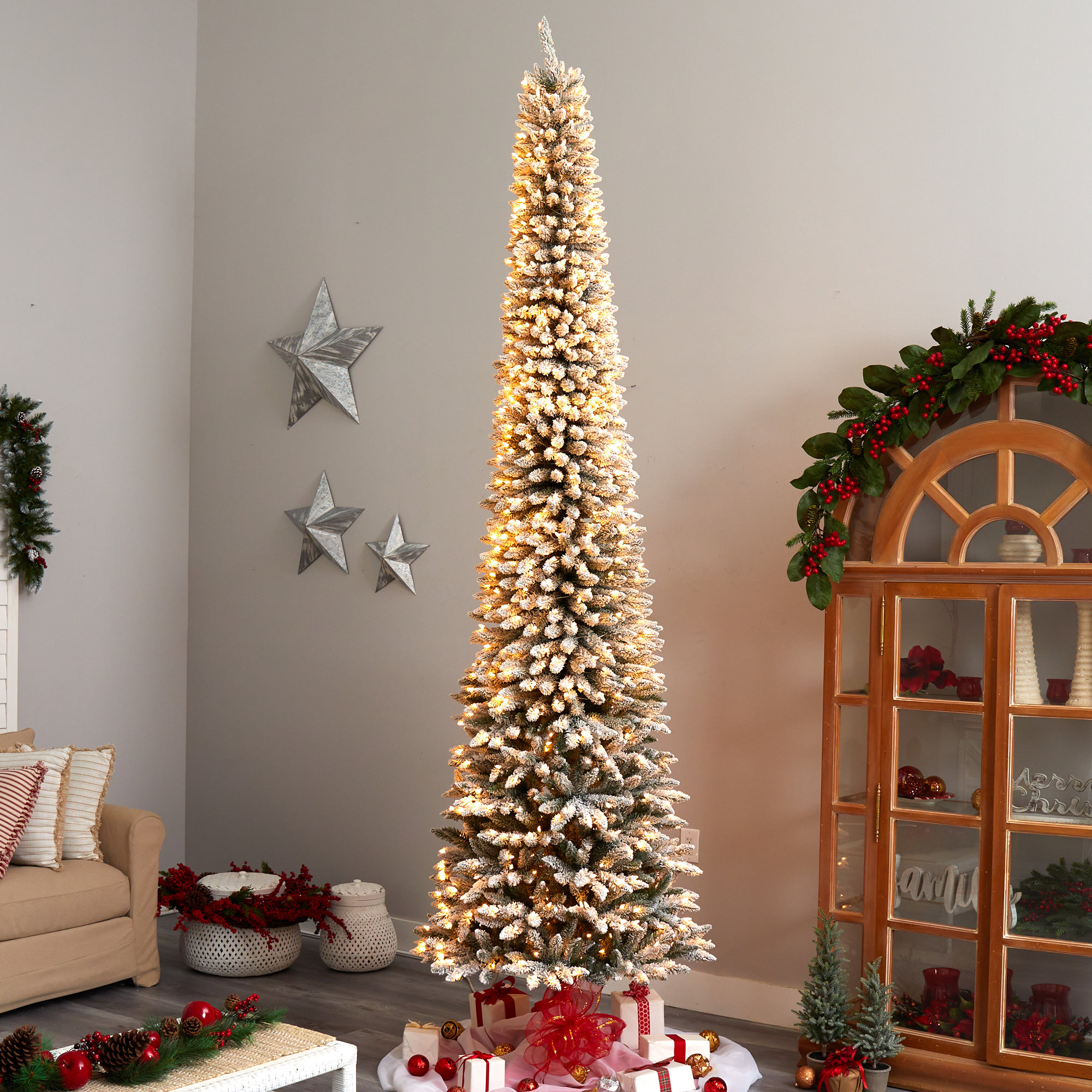 Lighted Artificial Spruce Christmas Tree, 11' H