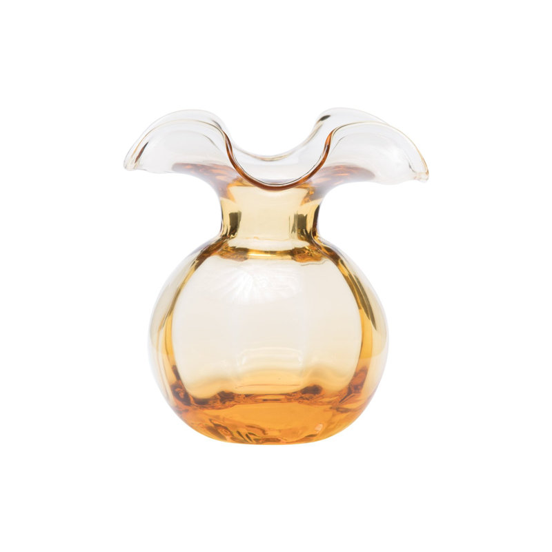 Vase de table en verre Hibiscus, Hauteur totale - 5,5 po, Ambre