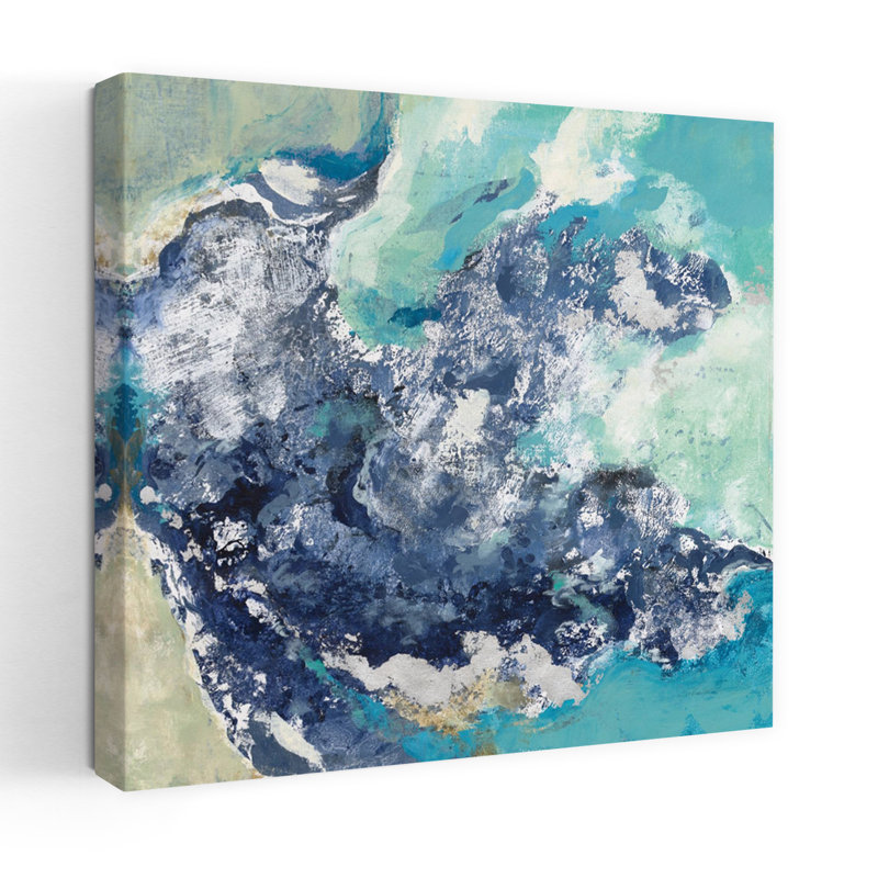Turquoise contemporain avec art abstrait bleu, H 18 po x l 18 po