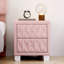 Elegant Velvet Nightstand With 2 Drawers And Crystal Handle, Storage Bedside Table With Button-Tufted-666988372