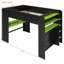 Lit double en bois avec bureau à hauteur réglable, garde-robe, grand espace de rangement et lumière RVB-265247735