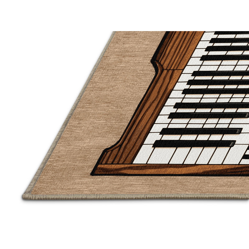 Washable Piano Music Area Rug, Round 8'