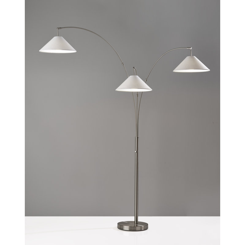 Lampe sur pied à branches 86 po Braxton, Blanc texturé, Acier brossé