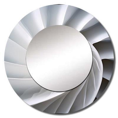 Sabastain Ivory Sea Sheel Infinity Sprial - Nautilus Wall Mirror, Modern Round Decorative Mirror, Printed Metal Art