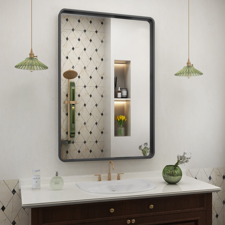 Aevar High-Strength Tempered Glass and Aluminum Alloy Framed French Cleat Mounted Wall Mirror