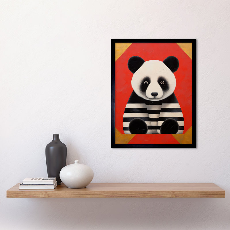 Panda With Stripes - Single Picture Frame Print