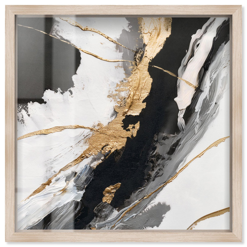 Art mural Aurea Flow III Shadowbox par Art Remedy, cadre blond, 25 x 25, H 25 po x l 25 po, Cadre blond